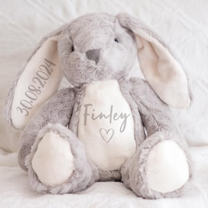 Personalised Baby Soft Toy, Baby Shower Gift, Gift for newborn, Teddy Bunny Rabbit, Baby Keepsake Gift, Christening Gift, Cuddly Soft Toy