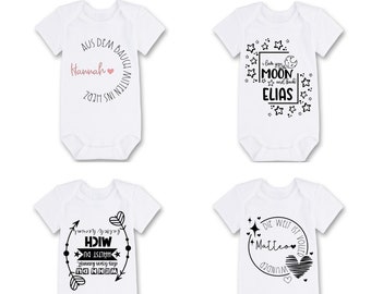 Baby bodysuit, personalized - for an announcement, baby shower or birth
