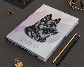 Diário de animal de estimação de cão pastor alemão, livro de registro veterinário, caderno de proprietário de animal de estimação, presente de proprietário de cão GSD, presente de filhote de cachorro