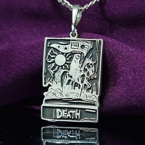 Sensenmann Halskette, Tod Tarot Karte Halskette, Gothic Schmuck für Männer, Engel des Todes, Azrael Halskette, Geschenk für Biker