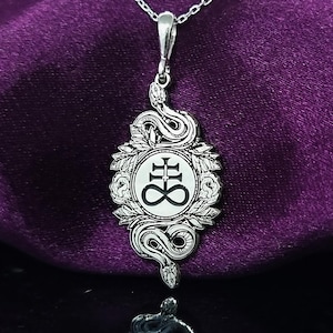 Sterling Silber Leviathan Kreuz Anhänger, okkulter Schmuck, Satanische Sigil Halskette, Alchemie Schwefel Emblem, Gothic Hexerei Geschenk