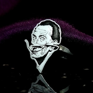 Salvador Dali Ring: Melting Clock, 925K Sterling Silver, Surrealist Art