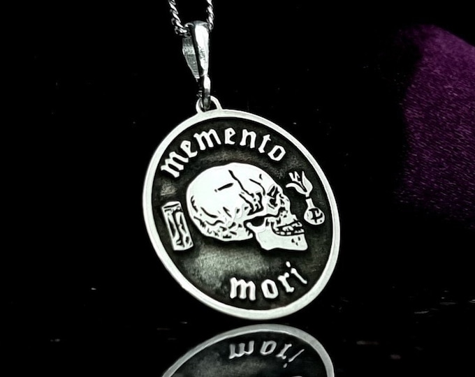 Sterling Silver Memento Mori Skull Pendant: Amor Fati Stoic Jewelry - Etsy
