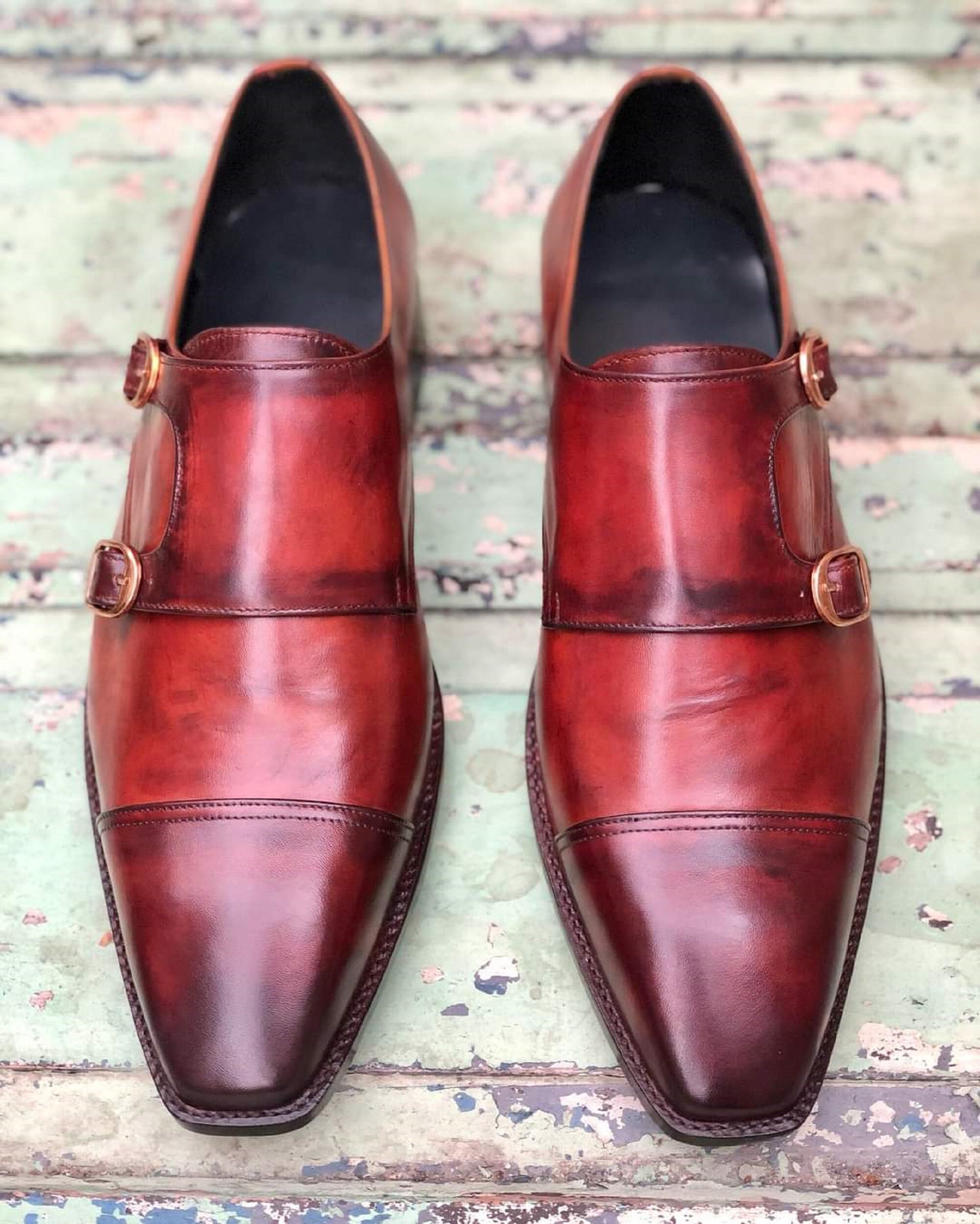 Red monk shoes best sale