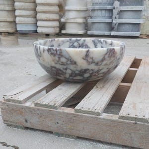 Handmade Calacatta Violet Marble Sink: Round Countertop Bowl