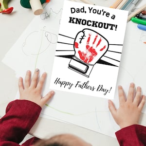 Manualidad de boxeo con huella de mano para el Día del Padre, descarga instantánea en PDF, regalo para el primer día del padre, manualidades para el Día del Padre, recuerdo imprimible, manualidad para niños pequeños, boxeo