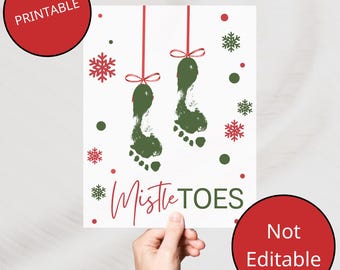 DIY Footprint Art, MistleTOES craft, Baby's First Christmas, Mistletoes Craft, Kids Craft, Children's Keepsake, Baby Christmas Decor
