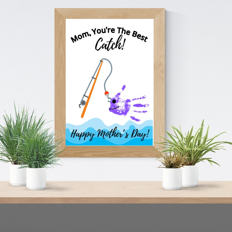 Mothers Day FISHING Handprint Craft, Instant Download PDF, 1st Mothers Day Gift, Mothers Day DIY ...
