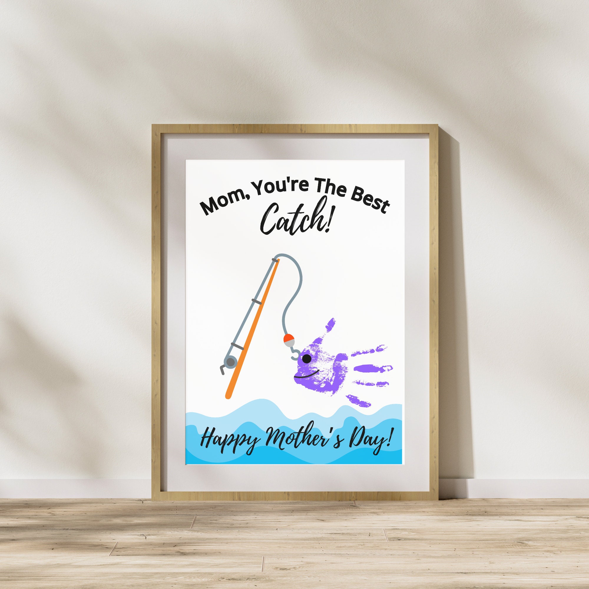 Mothers Day FISHING Handprint Craft, Instant Download PDF, 1st Mothers Day Gift, Mothers Day DIY ...