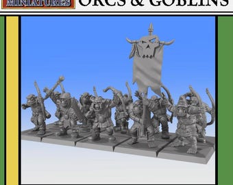 Unidad de arqueros orcos y goblins - Warcry / Age of Sigmar / Old World / DnD: 32 mm o 28 mm
