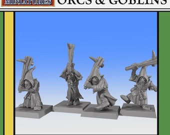 Goblins cavernícolas con mazas - Modelos de 28 o 32 mm - Encuentros monstruosos