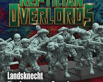 Pistoleros y ballesteros Landsknecht (10) o piezas: 28 mm - Señores Reptilianos