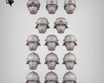 14 Raumsturmer heads collection designed by Reptilian Overlords: 28mm Physical resin 3d prints