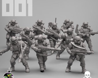 Master Regiment Template 01 - Heads/Torsos/Legs/Weapons/Accessories by Reptilian Overlords: 28mm HEROIC scale 3d/Physical prints