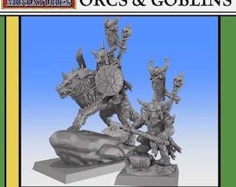Jefe de guerra goblin a lomos de lobo o a pie - Orcos y goblins: 32 mm o 28 mm