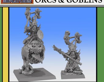 Jefe de guerra de los goblins de las cavernas a caballo o a pie - Modelos de 28 o 32 mm - Encuentros monstruosos