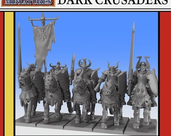 Caballeros - Facción de los Cruzados Oscuros - Warcry / Age of Sigmar / Viejo Mundo / DnD: 32 mm o 28 mm