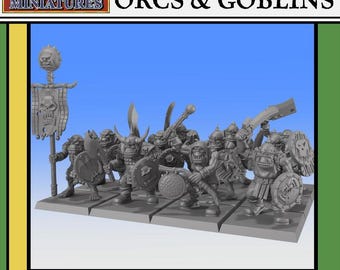 Unidad de guerreros orcos y goblins - Warcry / Age of Sigmar / Old World / DnD: 32 mm o 28 mm