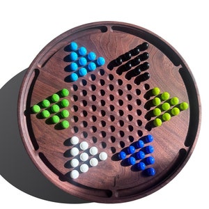 Chinese Checkers Wooden Board Game | Solid Wood Walnut Maple Display Piece Decor Coffee Table US made