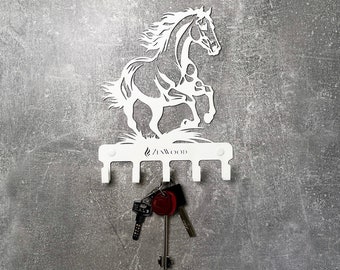 Porte-clés mural - Cheval, Porte-clés en métal, Étagère à clés, Rangement pour clés, Crochets pour clés