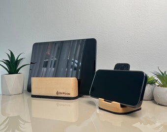 Laptop Stand Wood, Desk Organizer for Home Office, Macbook Pro Stand, Wooden Phone Stand for Desk, Phone Holder, Gift for Him