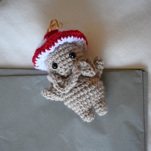 mini champignon amigurumi kawaii foret en crochet doudou mignon peluche bijoux de sac fait main porte clés enfant accroche rétroviseur rouge