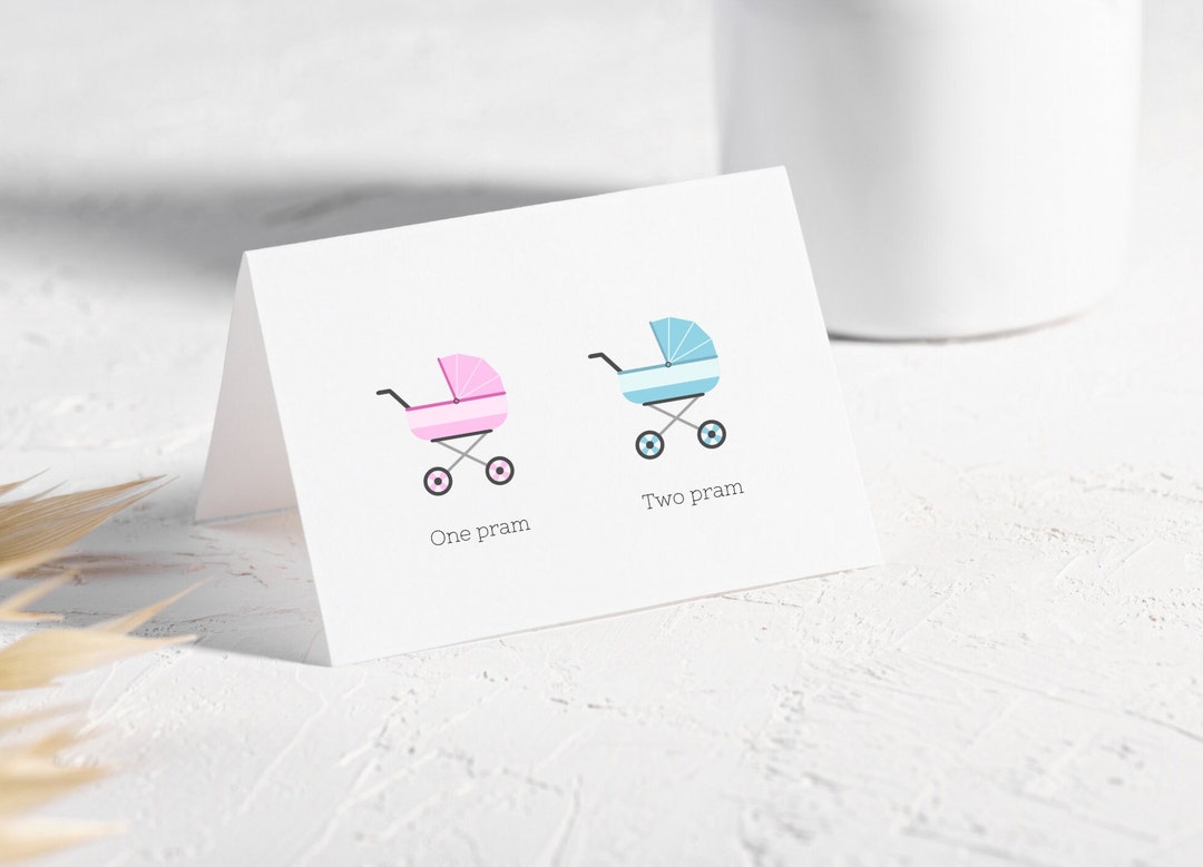 Twin Pram Baby Shower Card - Etsy