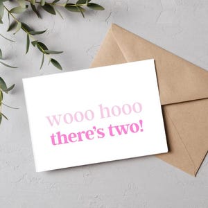 Babyparty Karte für Zwillinge I Woo Hoo There’s Two! Ich erwarte Zwillinge I Zwillingsschwester I Zwillingsmädchen | Zwillingsjungen