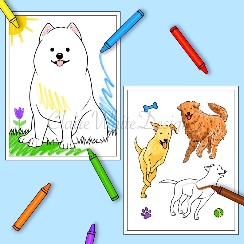 Easy Printable Dog Coloring Pages Pack for Kids - Etsy