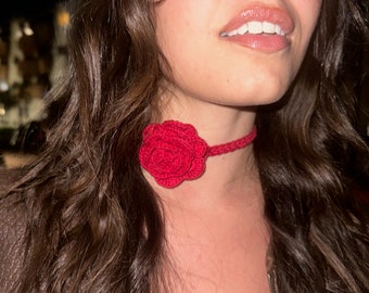 Crochet Rose Choker