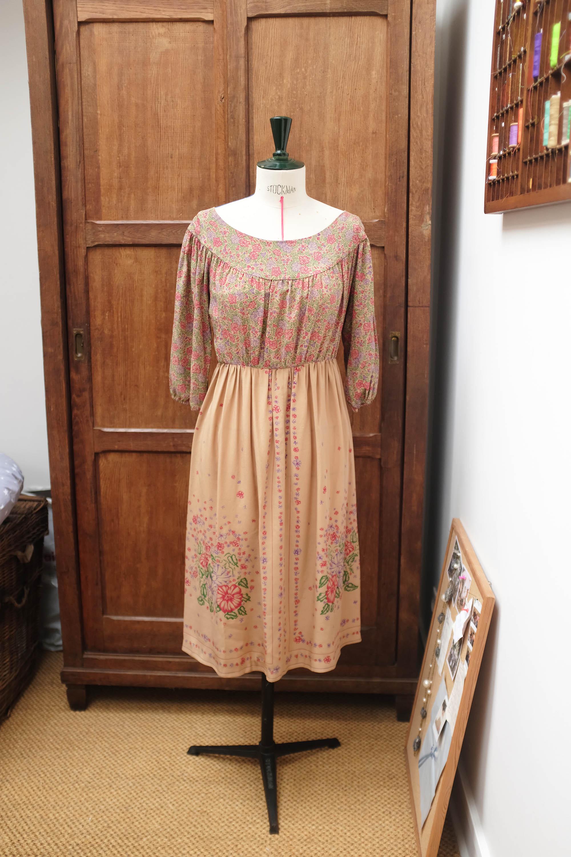 Robe Double Florale Marithé Et François Girbaud - Soie, Coton, Lin - Taille 40 - Occasion Très Bon état