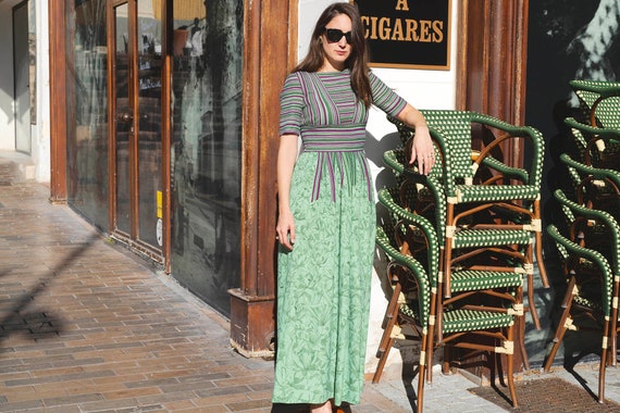 Vintage green long Lanvin elegant summer dress, s… - image 1