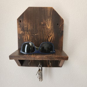 Reclaimed old barn wood key holder key chain holder wall shelf sunglass shelf cellphone shelf cellphone holder