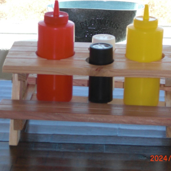 8X8X7" Wire Condiment Caddy Tabletop Salt Pepper Ketchup