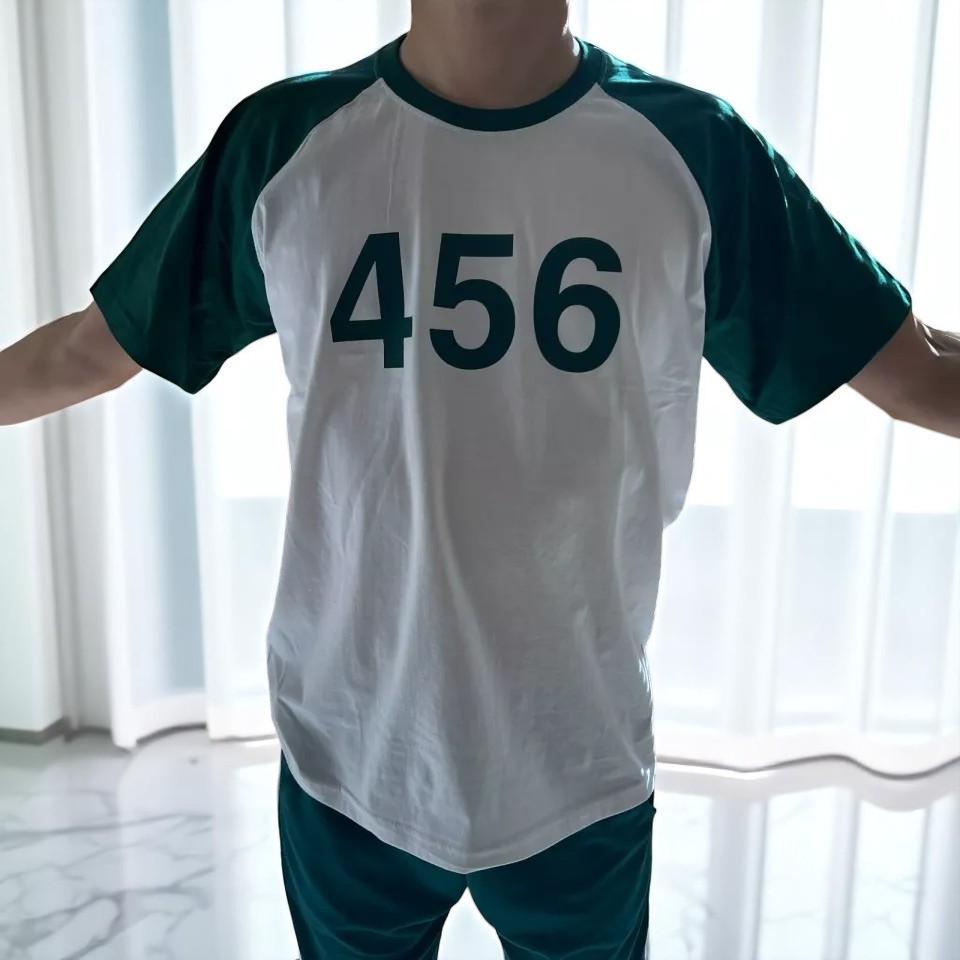 Personalized Custom Number Iconic T-shirt Koreran TV Series Themed T-shirt Player 456 Number Shirt Green Player Numbered T-shirt Unisex
