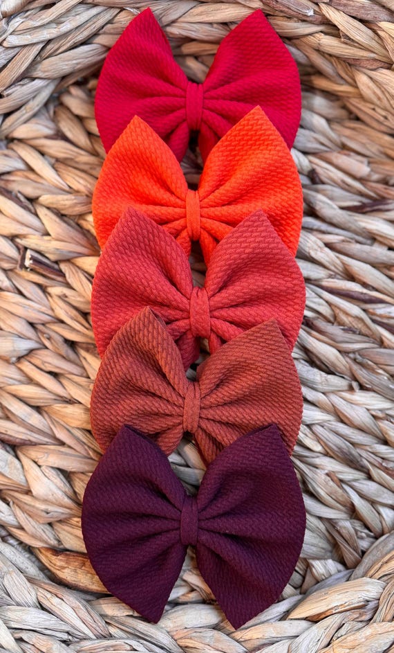 Red Bow: Baby Bow, Baby Headwrap, Stretchy Fabric, Nylon, Clip