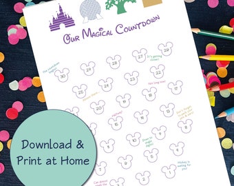 WDW 30 Day Countdown Orlando Holiday - Digital Download - Print at Home