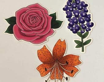 Pegatinas de flores de vinilo brillante