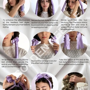 Satin Heatless Hair Curler Set 7 Pack, 4 Scrunchies,a Hair Clip and Bag, Overnight Curls, Healthy, Beachy Waves, Gifts for Girlfriend, Women zdjęcie 9