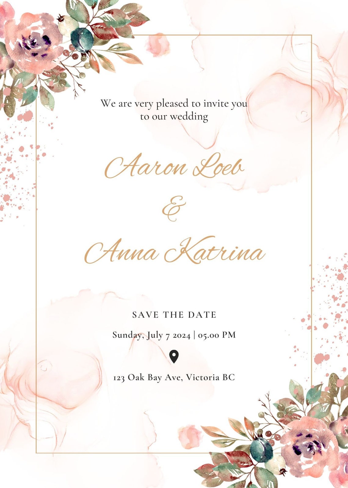 Floral Wedding Invitation Template Etsy