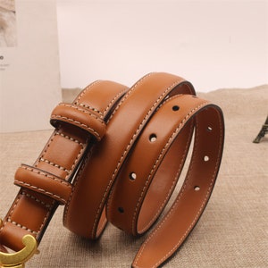 Ceinture en cuir Ceinture habillée Ceinture décorative Ceinture pour femme Fait main Brown