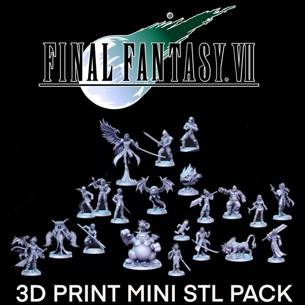 Final Fantasy VII 3D print miniature stl pack Dungeons & Dragons INSTANT DOWNLOAD