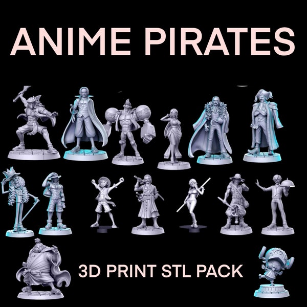 Pirates 3D UPDATED print miniature STL pack Dungeons & Dragons Anime Manga INSTANT download