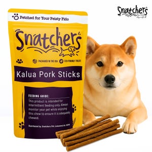 Kalua Pork Sticks for Dogs – Natural Rawhide Free Chew Treats, Long Lasting Protein Rich Snack for Small, Medium & Large Dogs