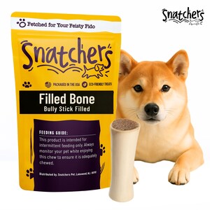 5-6" Bully Stick Filled Bone for Aggressive Chewers ,Natural Bone Dog Treat for Large Dogs and Teething Puppies Dental Chew