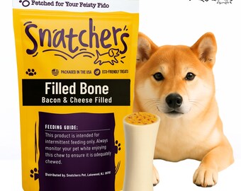 Bacon & Cheese Filled Dog Bone, Long Lasting Natural Chew Treat for Medium or Large Dogs, Durable Dental Bone with Savory Flavor