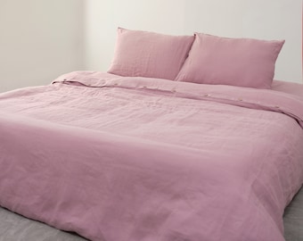 Duvet cover 100% European Linen - Twin, King, Queen and other sizes - Available in Dusty Pink - Handmade Home decor