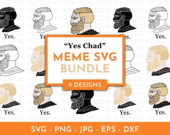 Yes Chad Meme Svg Bundle, Nordic Man Svg, Funny Meme Svg, Nordic Gamer Svg, Png, Dxf ︱ Clipart, Cut File for Cricut, Silhouette, Sublimation