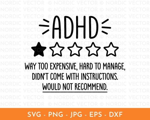 Funny Adhd Quotes Svg, 1 Star Review Svg, Adhd Png, ADHD Awareness Svg, Neurodiversity Png, Cut File for Cricut, Silhouette, T-Shirt Design