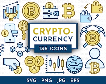 Cryptocurrency Icon Bundle, Bitcoin Logo Svg, Crypto & Blockchain Technology Icon Set ︱ Clip Art, Icon, Illustration, Symbol ︱ SVG, PNG, EPS